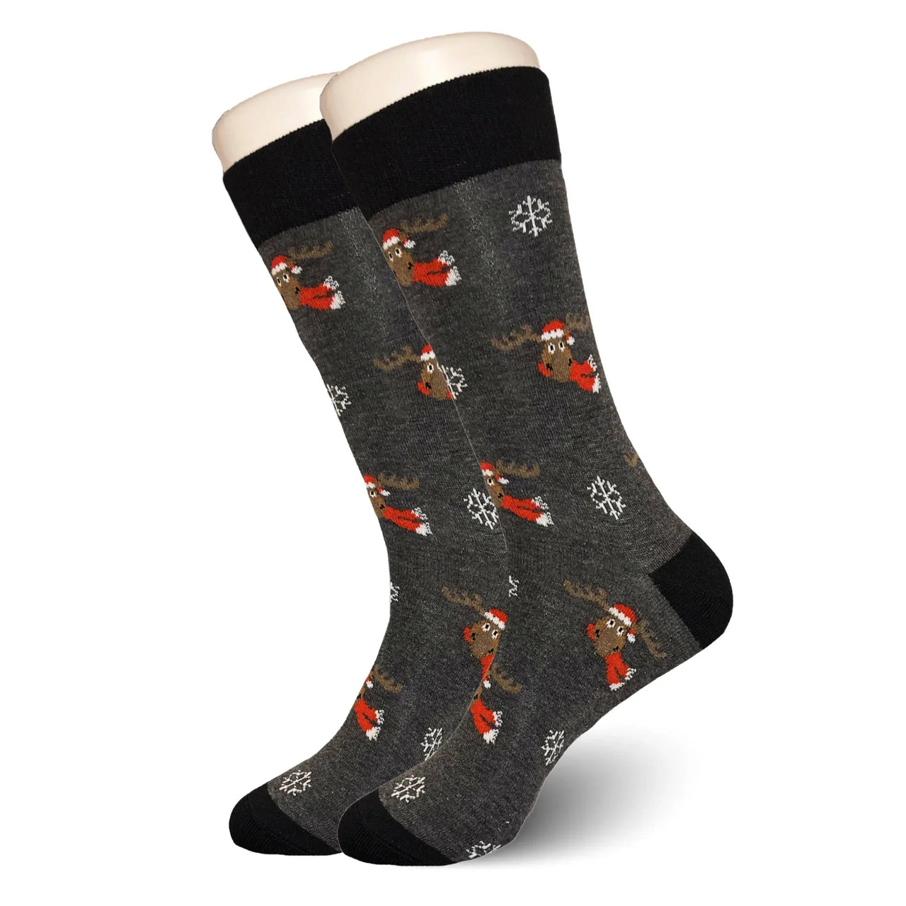 Grey Christmas Moose Socks