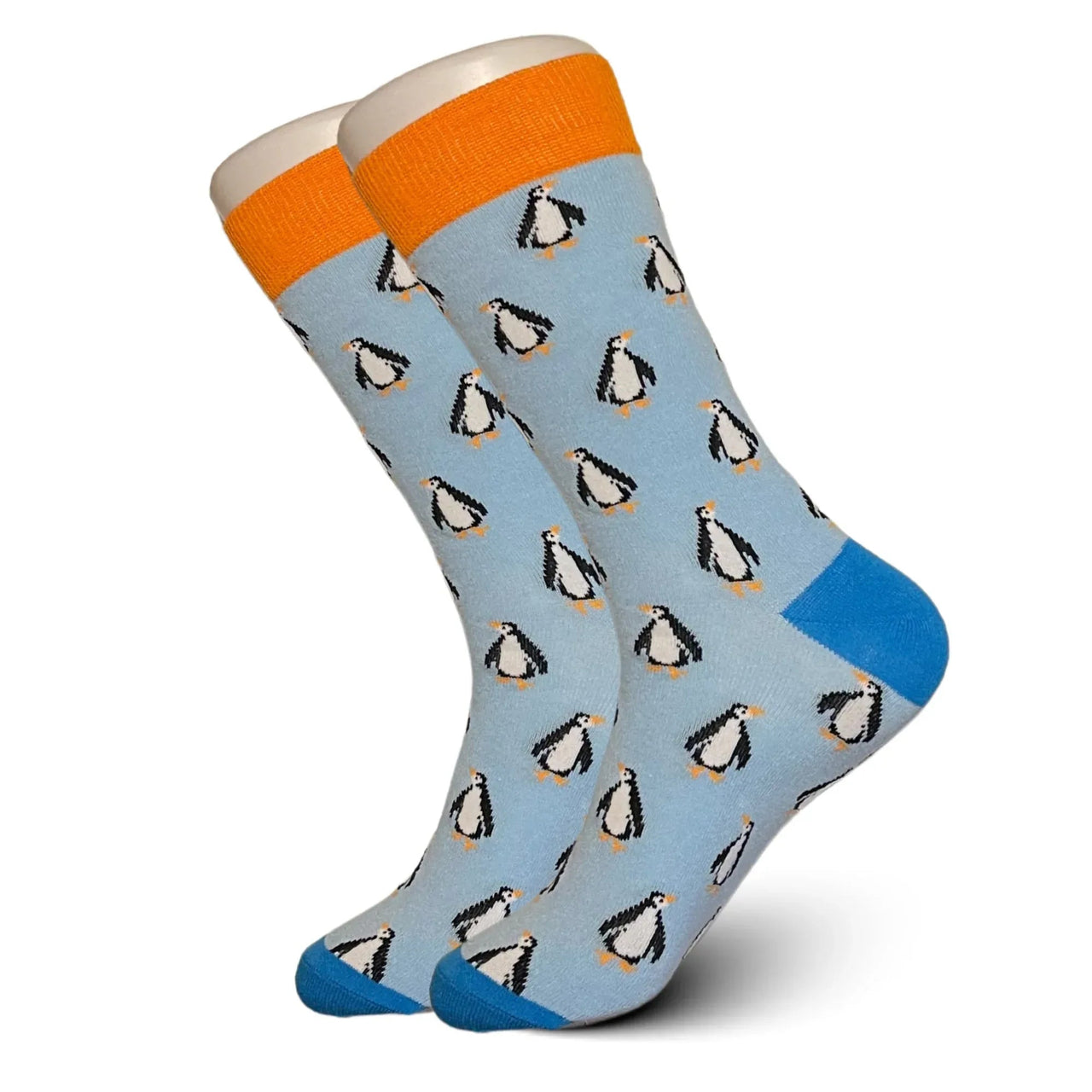 Blue Orange Penguin Socks