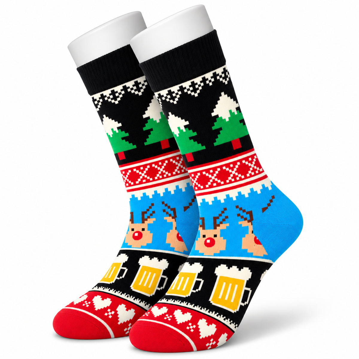 Festive Reindeer and Beer Christmas Socks