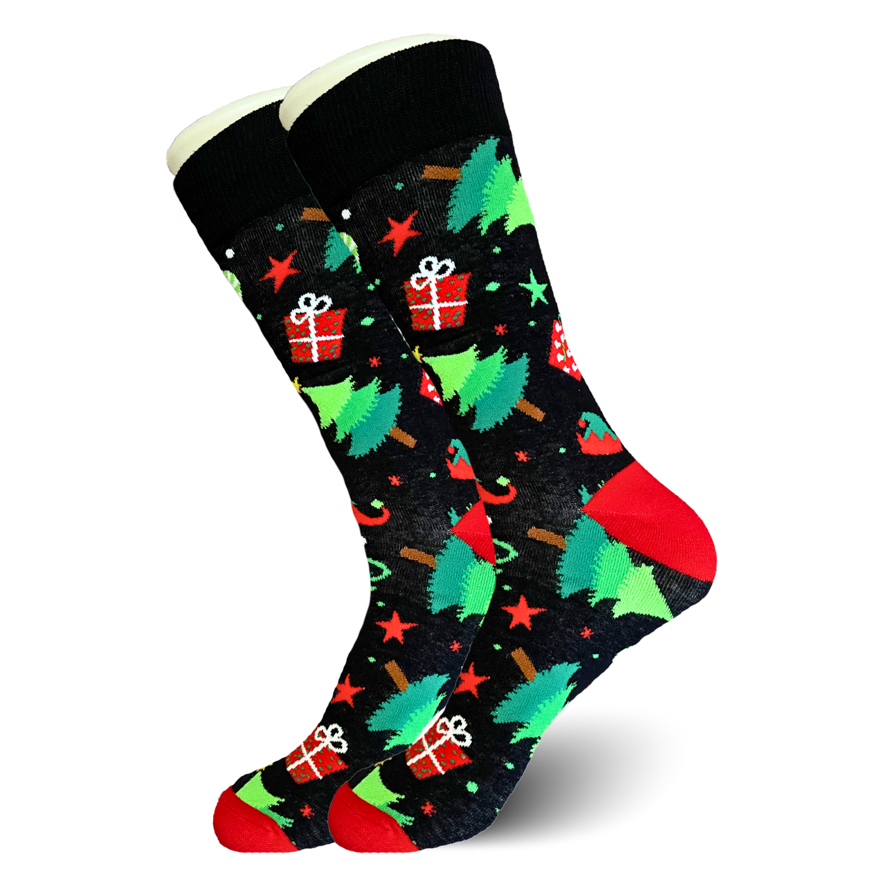 Black Christmas Tree Socks