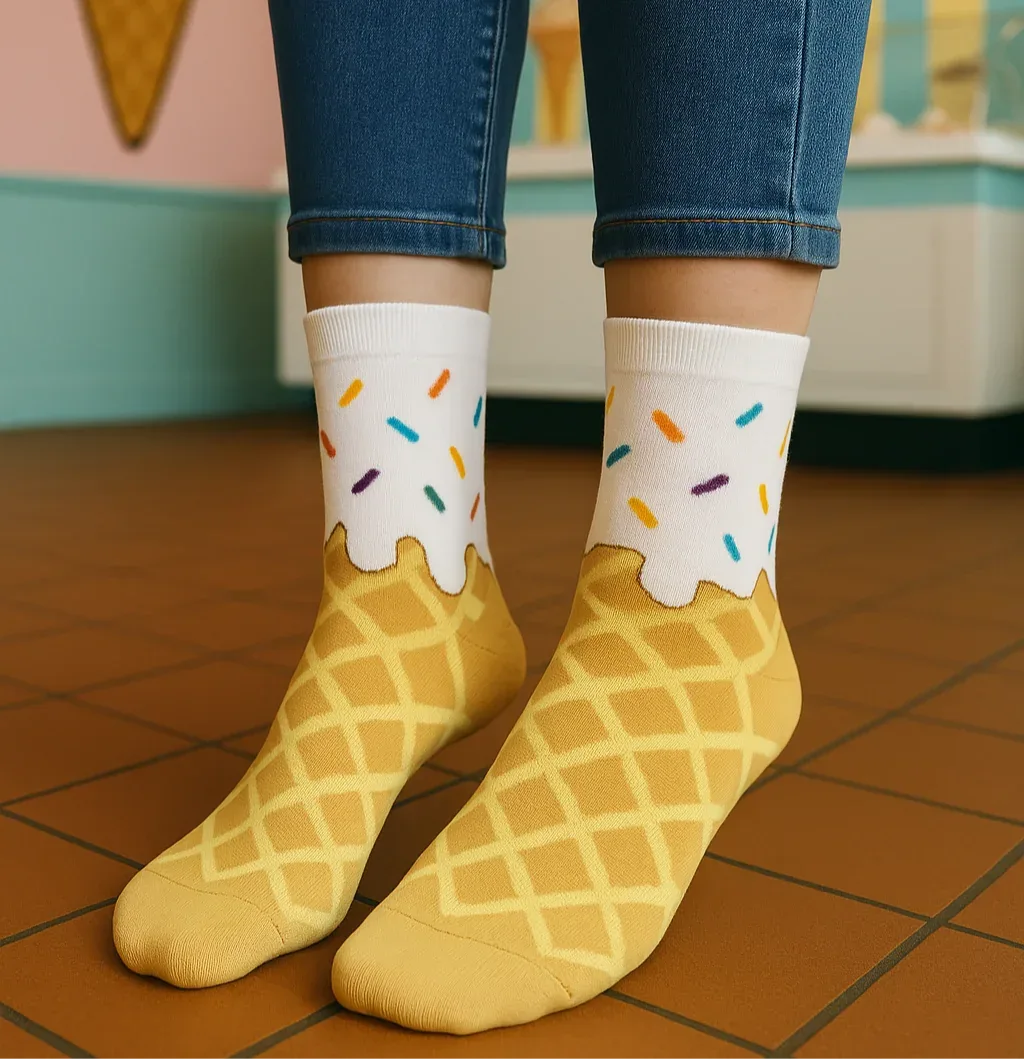 White Ice Cream Cone Socks