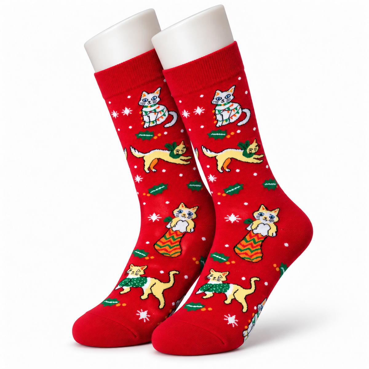 Red Christmas Cat Socks