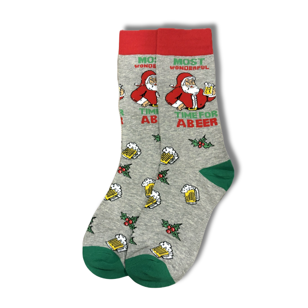 Grey Santa Beer Socks