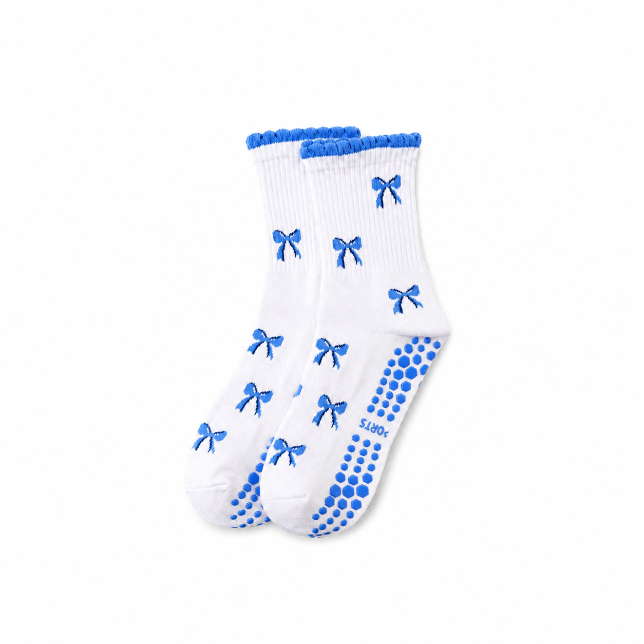 Blue Ribbon Bow Pilates Socks