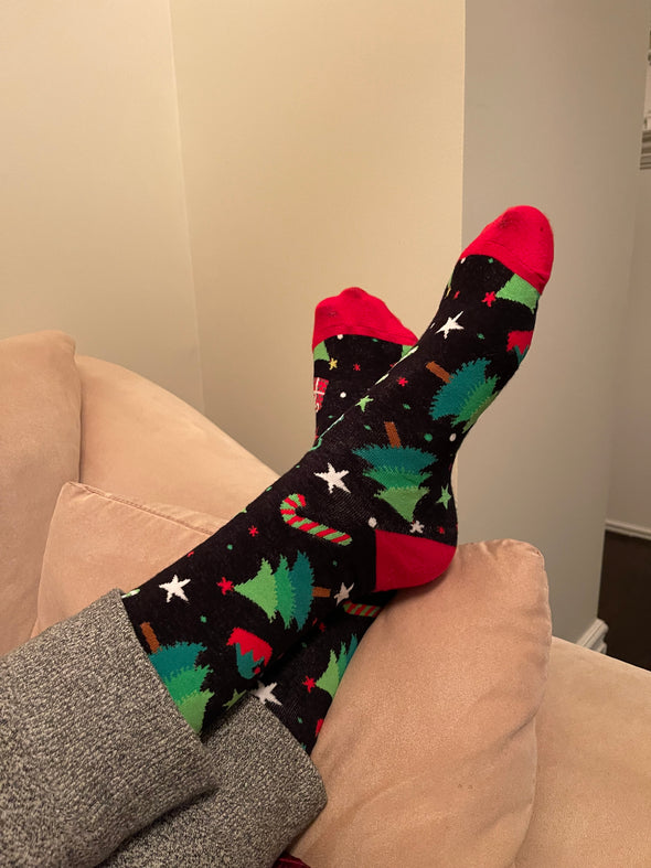 Black Christmas Tree Socks