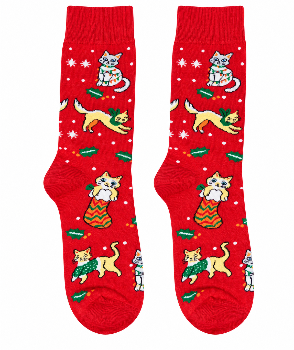 Red Christmas Cat Socks