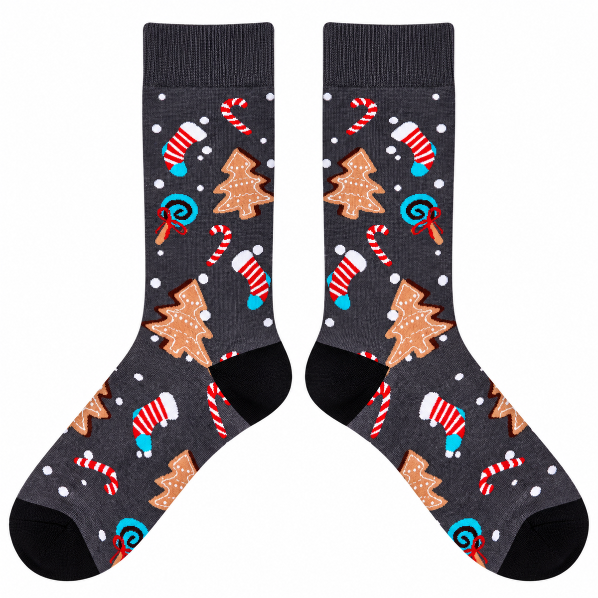 Grey Christmas Candy Socks