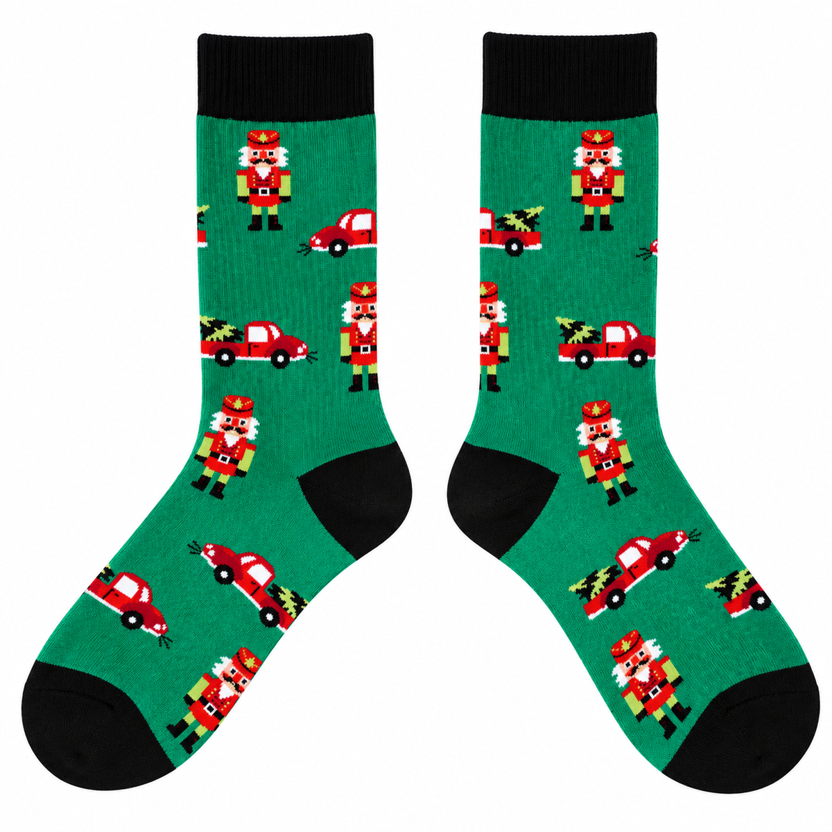 Christmas Tree Car and Nutcracker Socks