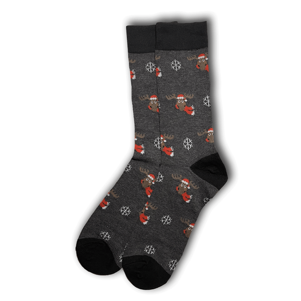 Grey Christmas Moose Socks