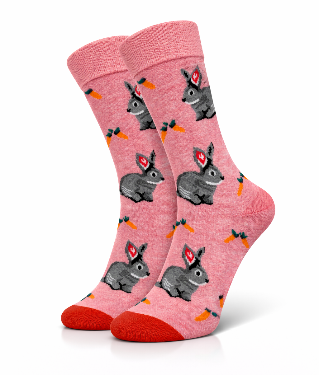 Pink Bunny Carrot Socks