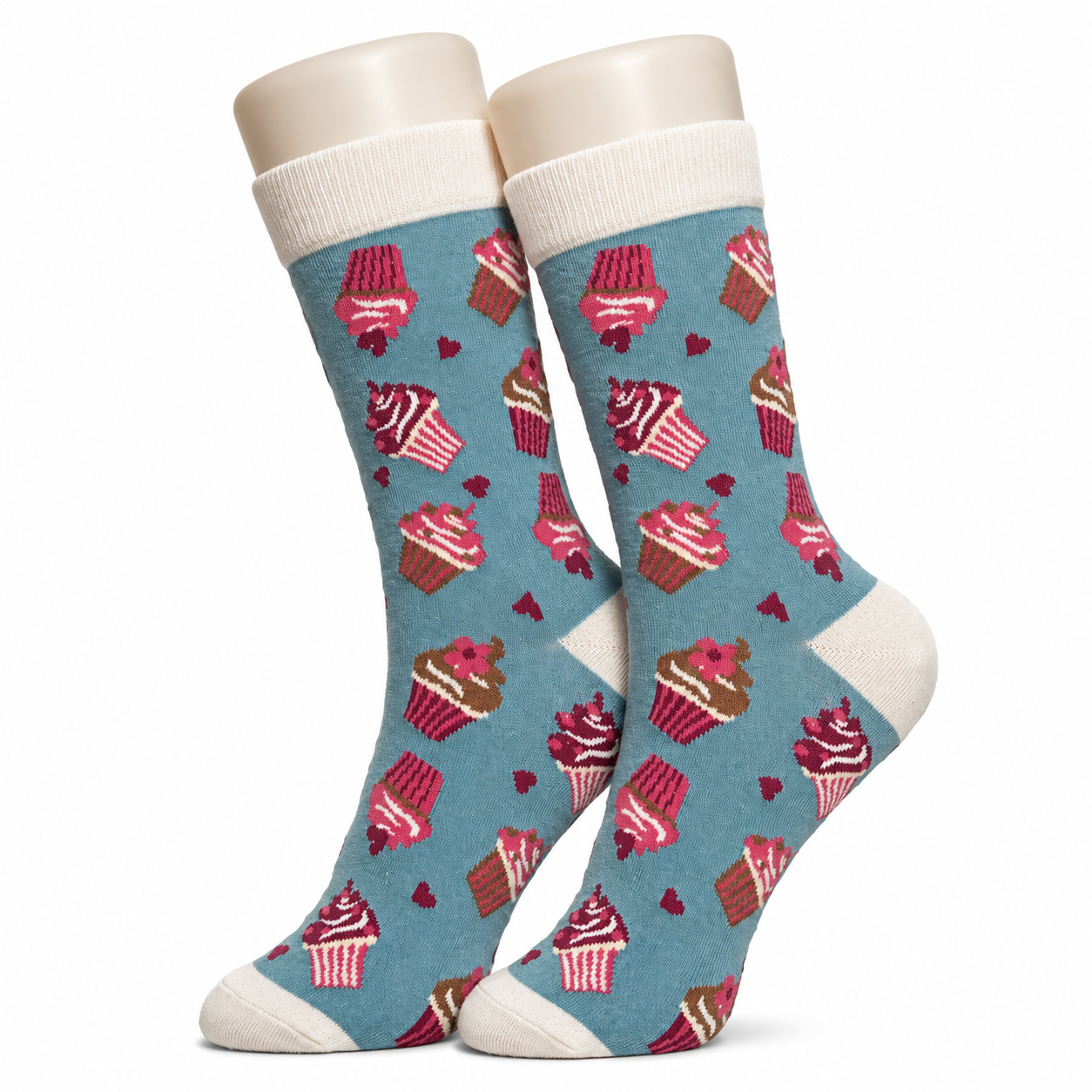 Blue Cupcake Heart Socks