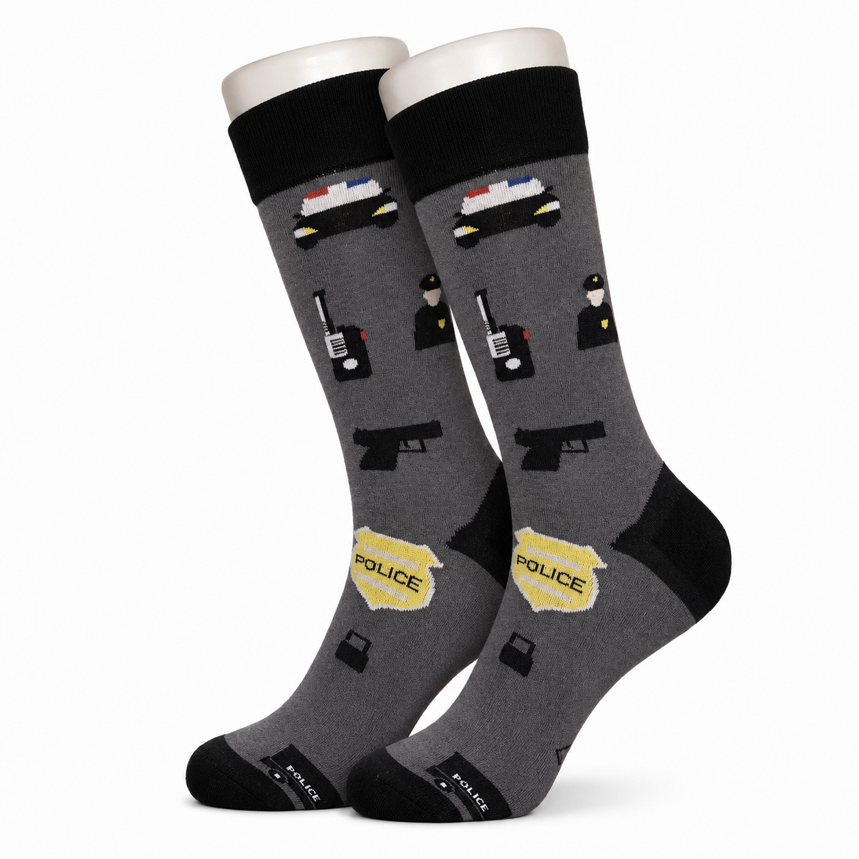 Grey Police Car Socks