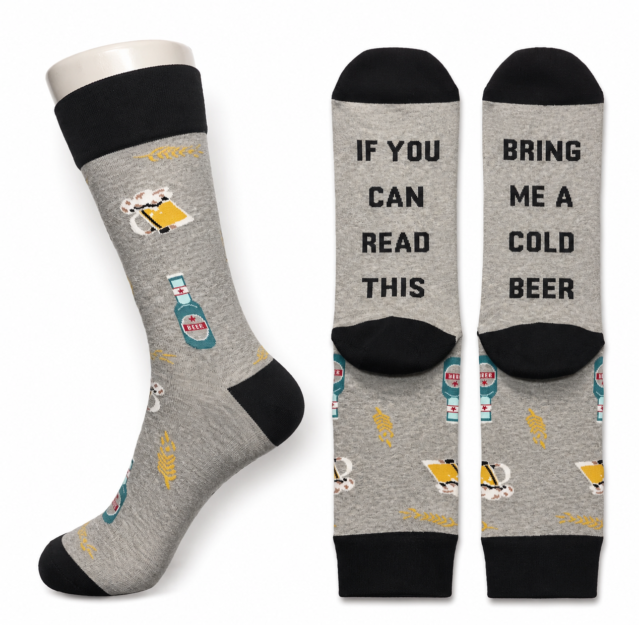 Grey Cold Beer Socks