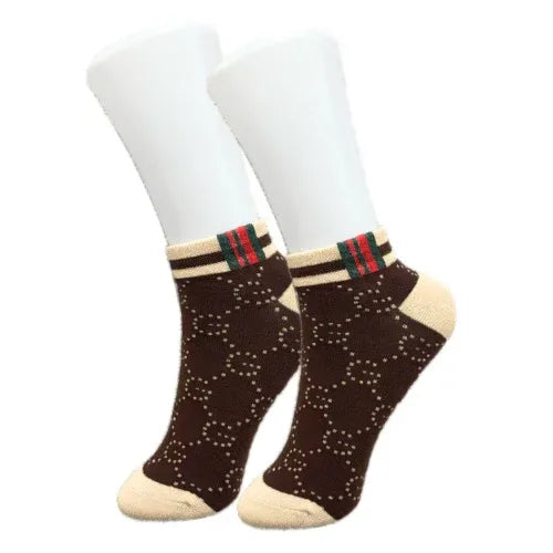 Brown Designer Ankle Socks