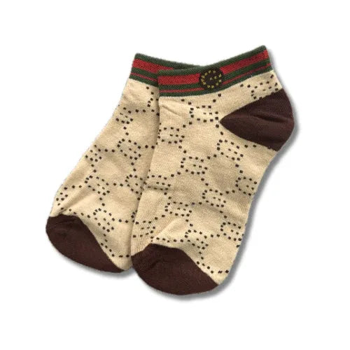 Beige Designer Ankle Socks