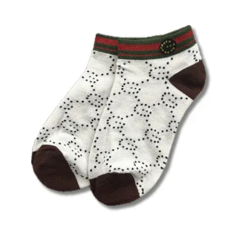 White Designer Ankle Socks