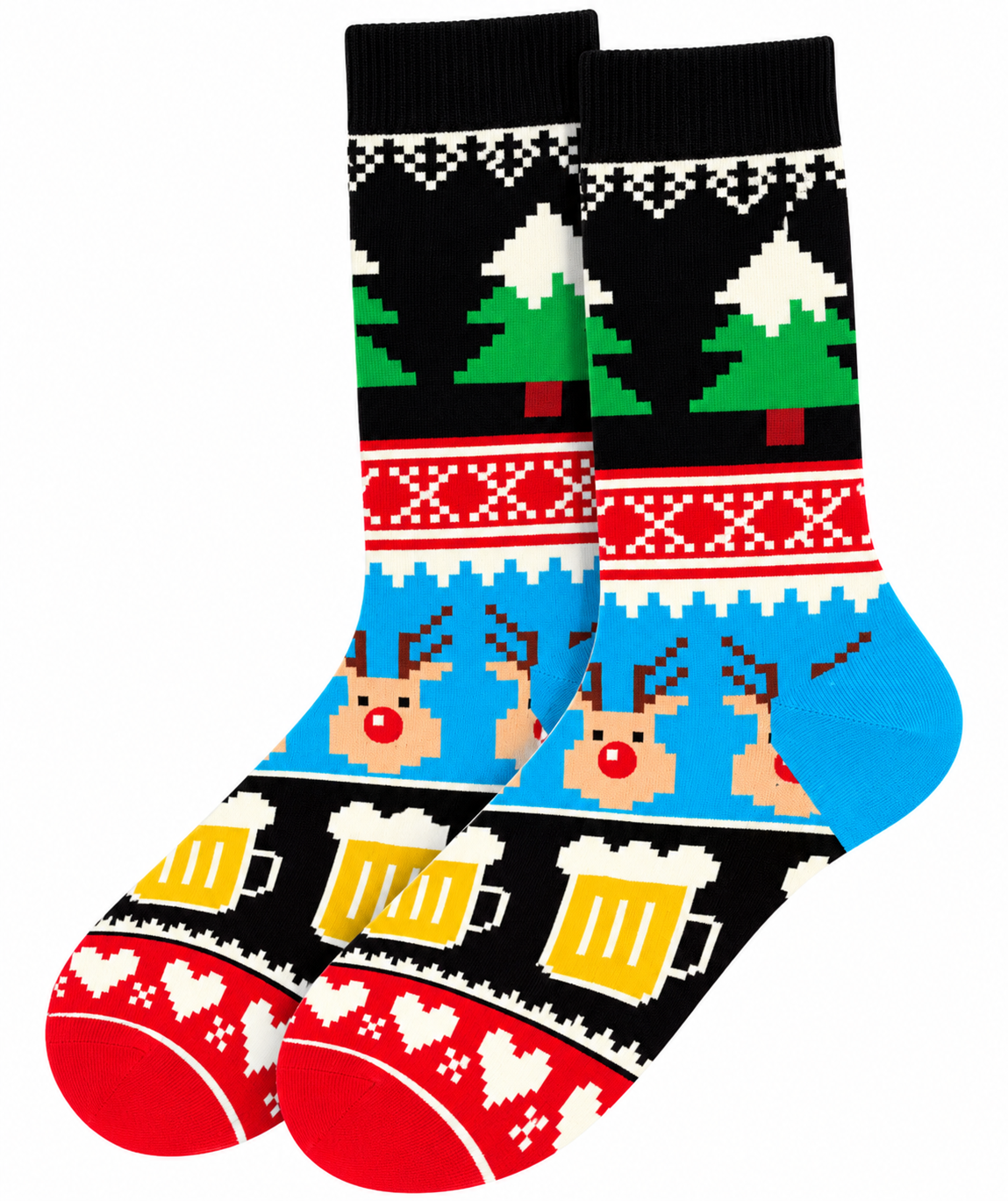 Festive Reindeer and Beer Christmas Socks