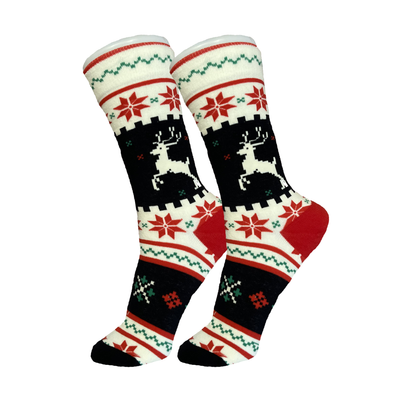 Red White and Black Christmas Socks