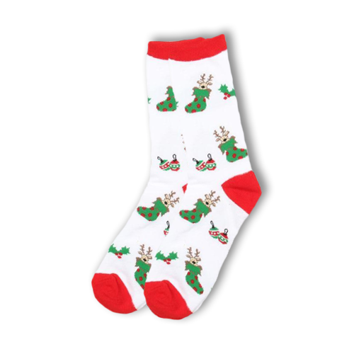 White Reindeer Stocking Socks