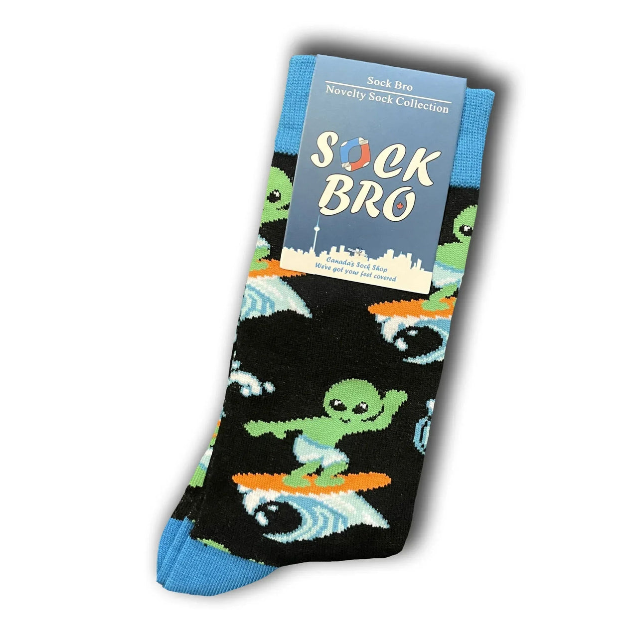 Black Surfing Alien Socks