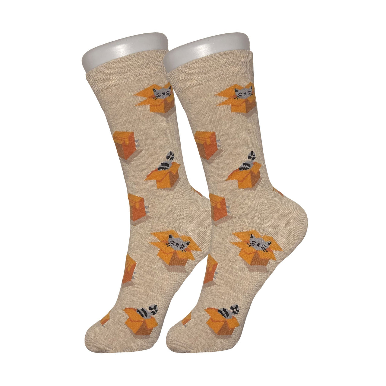 Grey Cat in a Box Socks
