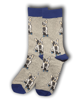 Grey Skateboarding Dog Socks
