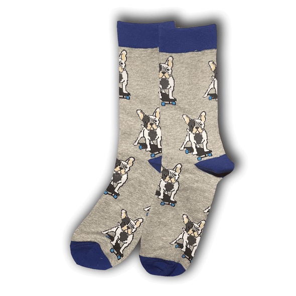 Grey Skateboarding Dog Socks