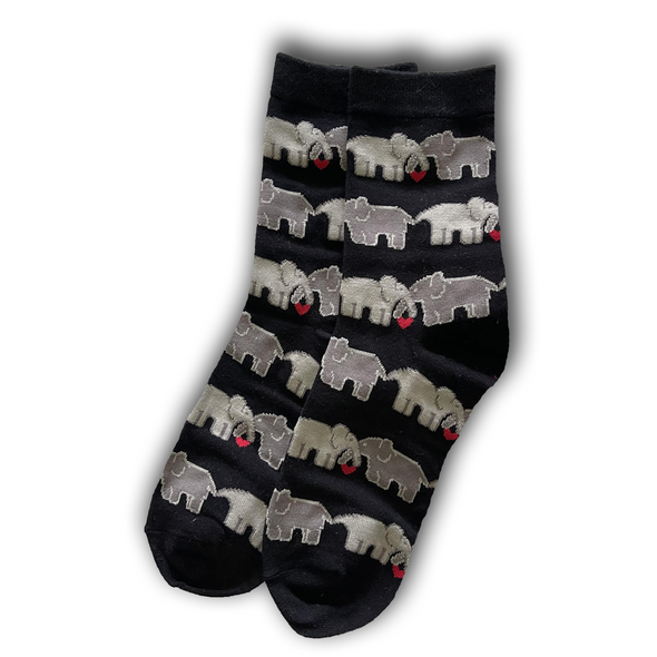 Grey Elephant Heart Socks