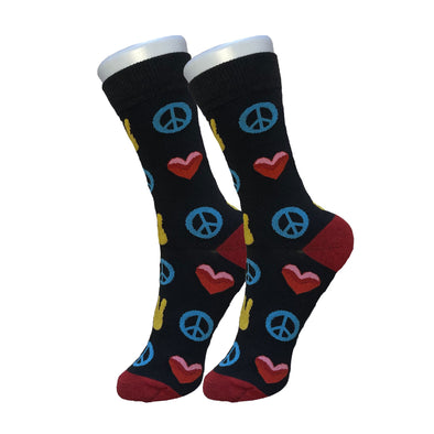 Black Peace and Love Socks