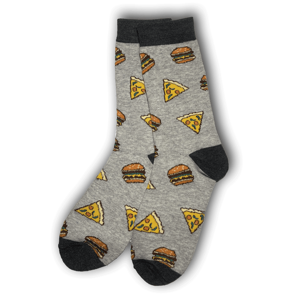 Grey Pizza and Burger Socks
