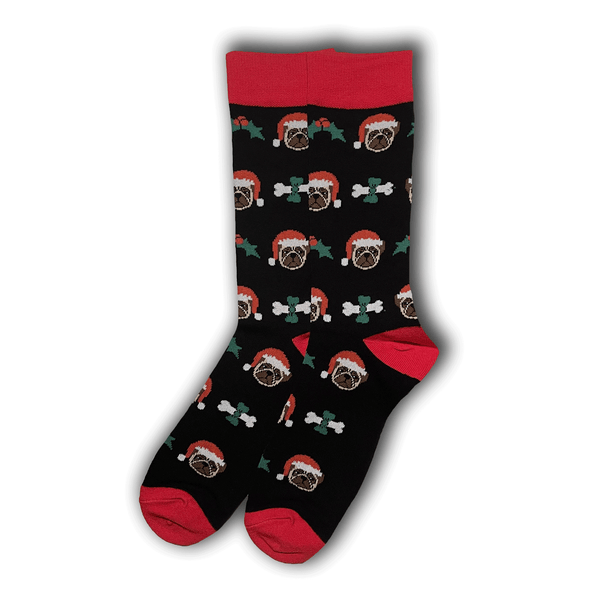 Black Christmas Pug Socks