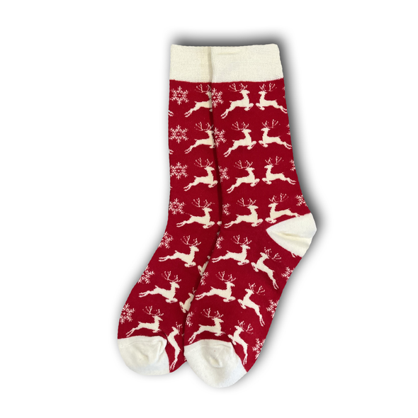 Red and White Reindeer Socks
