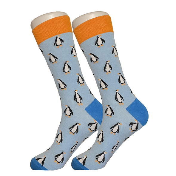 Blue and Orange Penguin Socks - Sock Bro 