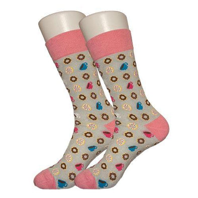 Women's Pink Coffee and Donuts Socks - Sock Bro 