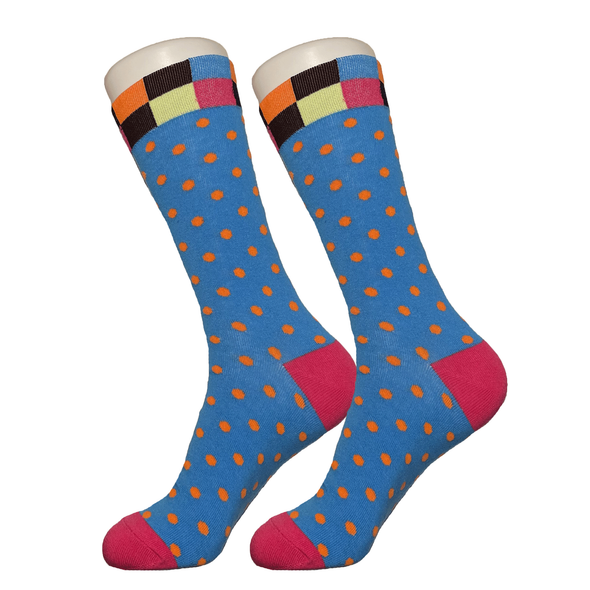 Blue and Orange Polka Dot Socks - Sock Bro 