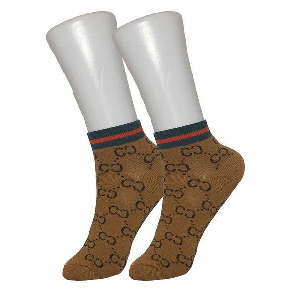 Brown Designer Ankle Socks