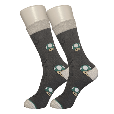 Grey Luigi & Mushroom Socks