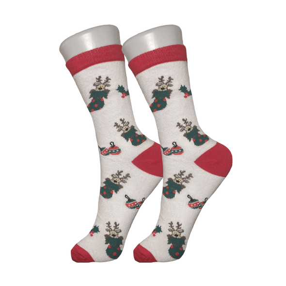 White Reindeer Stocking Socks